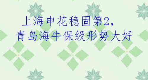  上海申花稳固第2，青岛海牛保级形势大好 