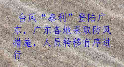 台风“泰利”登陆广东,广东各地采取防风措施,人员转移有序进行