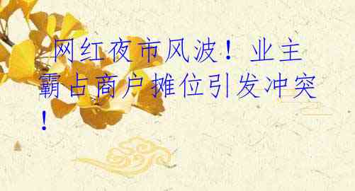 网红夜市风波!业主霸占商户摊位引发冲突!