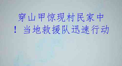 穿山甲惊现村民家中!当地救援队迅速行动