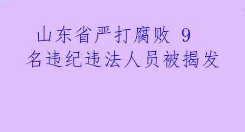  山东省严打腐败 9名违纪违法人员被揭发 