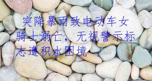  突降暴雨致电动车女骑士溺亡，无视警示标志遭积水困境 
