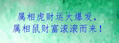 属相虎财运大爆发,属相鼠财富滚滚而来!