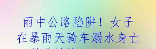 雨中公路陷阱!女子在暴雨天骑车溺水身亡,引发关注