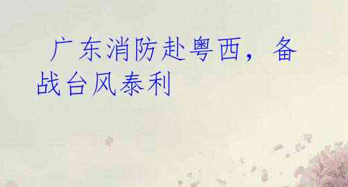 广东消防赴粤西,备战台风泰利