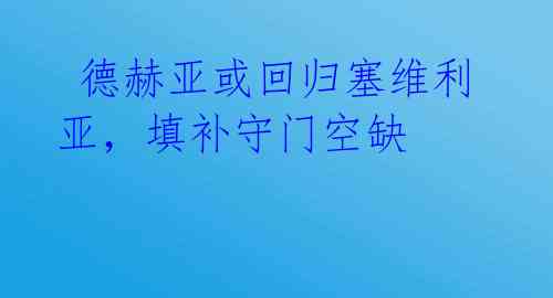  德赫亚或回归塞维利亚，填补守门空缺