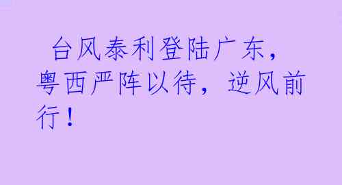  台风泰利登陆广东，粤西严阵以待，逆风前行！