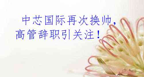 中芯国际再次换帅,高管辞职引关注!
