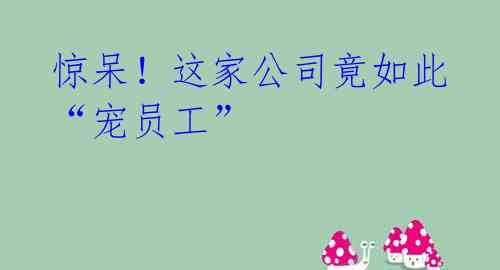 惊呆!这家公司竟如此“宠员工”