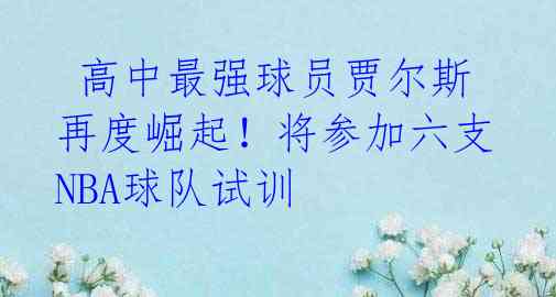  高中最强球员贾尔斯再度崛起！将参加六支NBA球队试训 