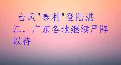  台风"泰利"登陆湛江，广东各地继续严阵以待 