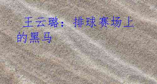 王云璐:排球赛场上的黑马