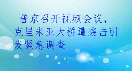  普京召开视频会议，克里米亚大桥遭袭击引发紧急调查 