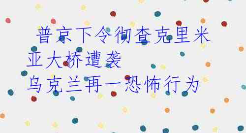普京下令彻查克里米亚大桥遭袭 乌克兰再一恐怖行为
