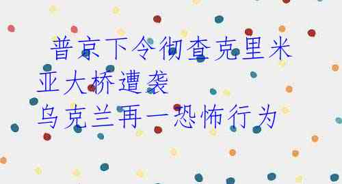  普京下令彻查克里米亚大桥遭袭  乌克兰再一恐怖行为 