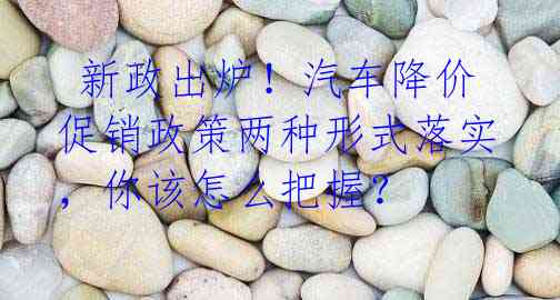 新政出炉!汽车降价促销政策两种形式落实,你该怎么把握?