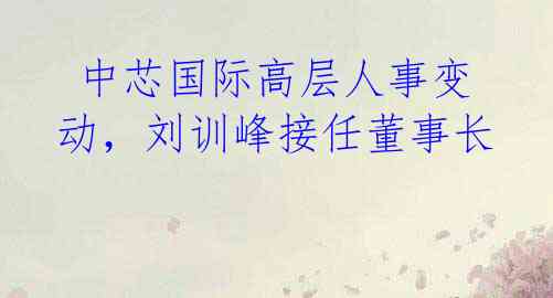 中芯国际高层人事变动,刘训峰接任董事长