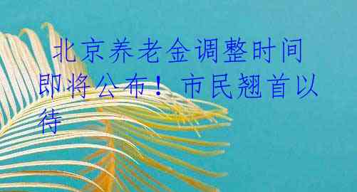 北京养老金调整时间即将公布!市民翘首以待