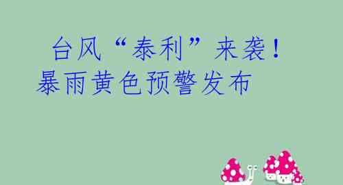 台风“泰利”来袭!暴雨黄色预警发布