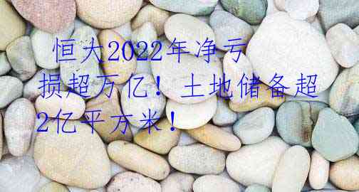 恒大2022年净亏损超万亿!土地储备超2亿平方米!