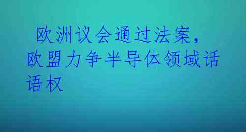 欧洲议会通过法案,欧盟力争半导体领域话语权