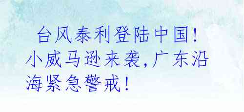 台风泰利登陆中国!小威马逊来袭,广东沿海紧急警戒!