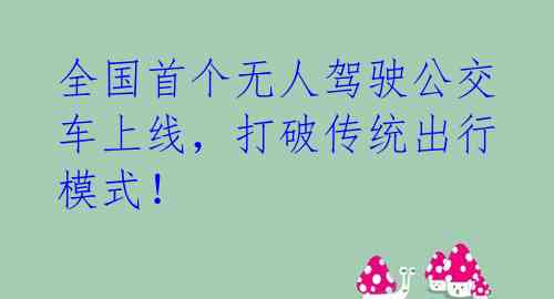 全国首个无人驾驶公交车上线,打破传统出行模式!