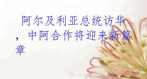 阿尔及利亚总统访华,中阿合作将迎来新篇章