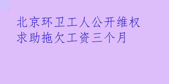 北京环卫工人公开维权 求助拖欠工资三个月