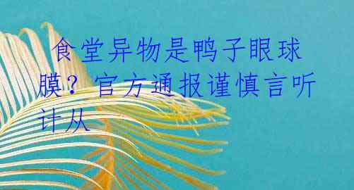  食堂异物是鸭子眼球膜？官方通报谨慎言听计从 