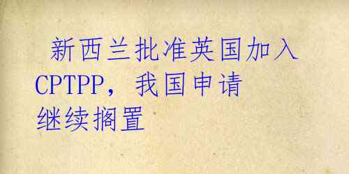 新西兰批准英国加入CPTPP,我国申请继续搁置