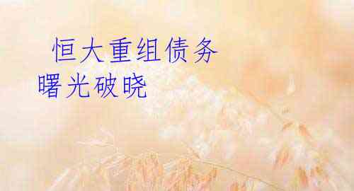 恒大重组债务 曙光破晓