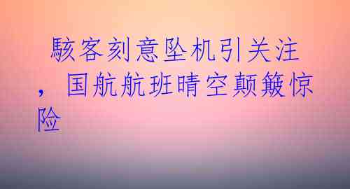 駭客刻意坠机引关注,国航航班晴空颠簸惊险