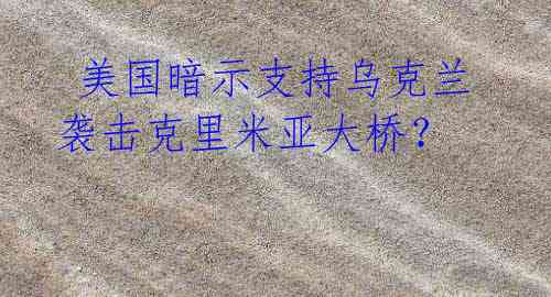  美国暗示支持乌克兰袭击克里米亚大桥？