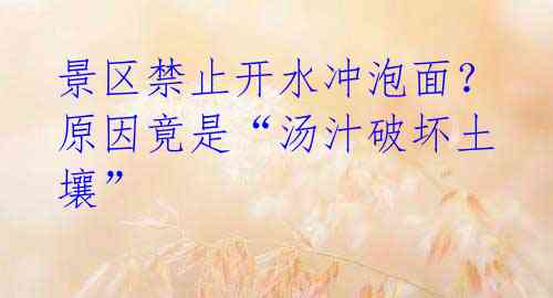 景区禁止开水冲泡面?原因竟是“汤汁破坏土壤”