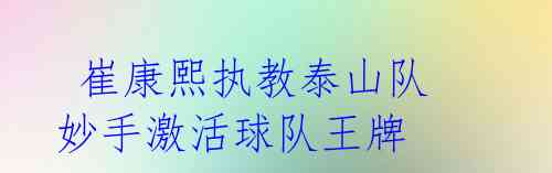 崔康熙执教泰山队 妙手激活球队王牌