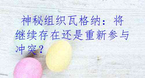 神秘组织瓦格纳:将继续存在还是重新参与冲突?