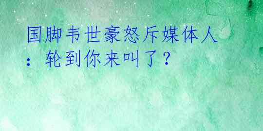 国脚韦世豪怒斥媒体人：轮到你来叫了？ 