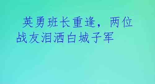  英勇班长重逢，两位战友泪洒白城子军 