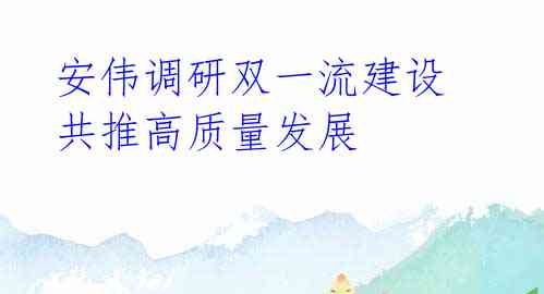  安伟调研双一流建设 共推高质量发展 