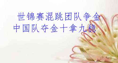  世锦赛混跳团队争金 中国队夺金十拿九稳