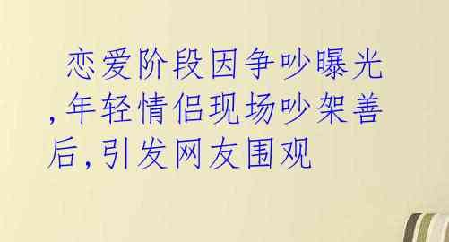  恋爱阶段因争吵曝光,年轻情侣现场吵架善后,引发网友围观