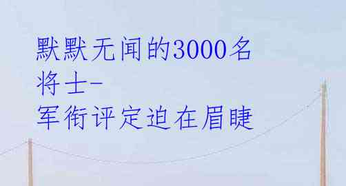 默默无闻的3000名将士-军衔评定迫在眉睫