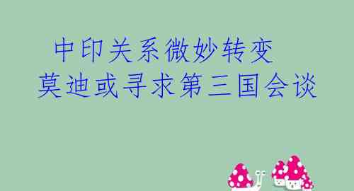  中印关系微妙转变 莫迪或寻求第三国会谈 