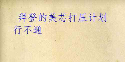 拜登的美芯打压计划行不通