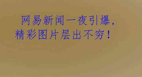 网易新闻一夜引爆,精彩图片层出不穷!