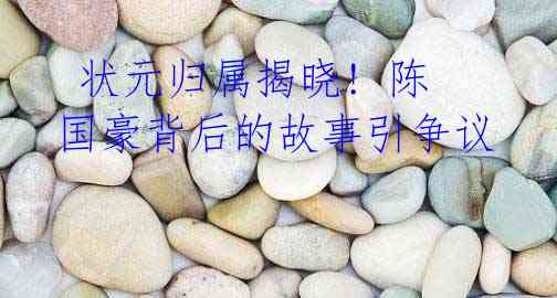 状元归属揭晓! 陈国豪背后的故事引争议