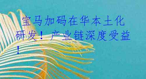 宝马加码在华本土化研发!产业链深度受益!