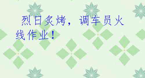 烈日炙烤,调车员火线作业!