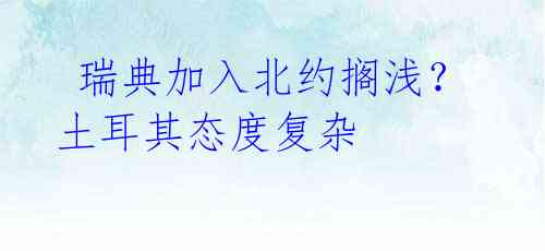 瑞典加入北约搁浅?土耳其态度复杂